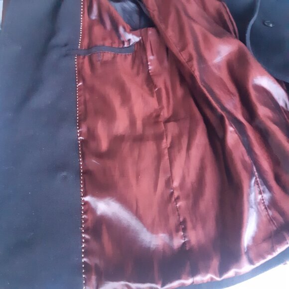 H&M 40R Black Double Breasted Wool Blend Men's Button Up Pea Coat - Picture 10 of 16